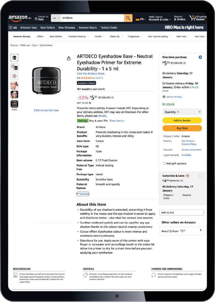 Listing in Premium-Kategorien